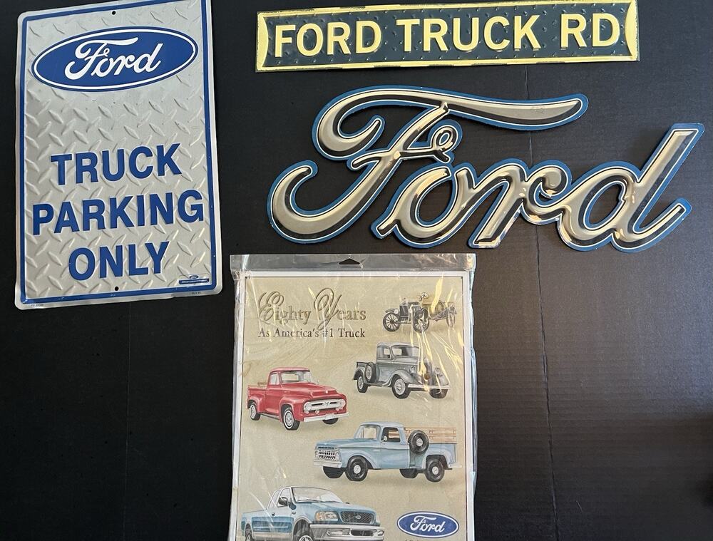 Ford Official Licensed Metal Sign Lot Of 4 Garage Man Cave Wall Decor Truck